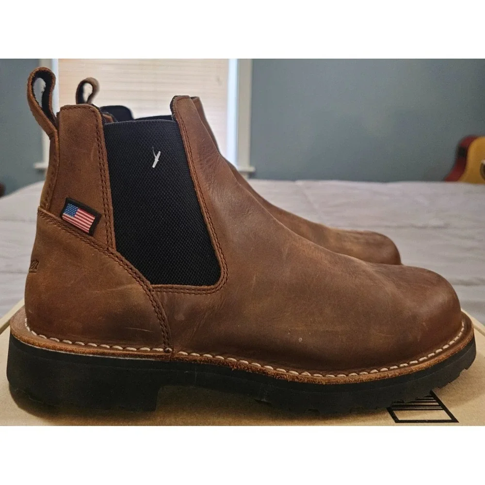 Danner® (Men's 11 WIDE) Bull Run™ STEEL TOE Chelsea Boots in Tobacco - $250